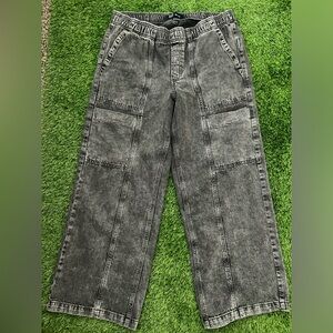 GAP High Rise Wide Leg Denim Cargo Pants Size Large